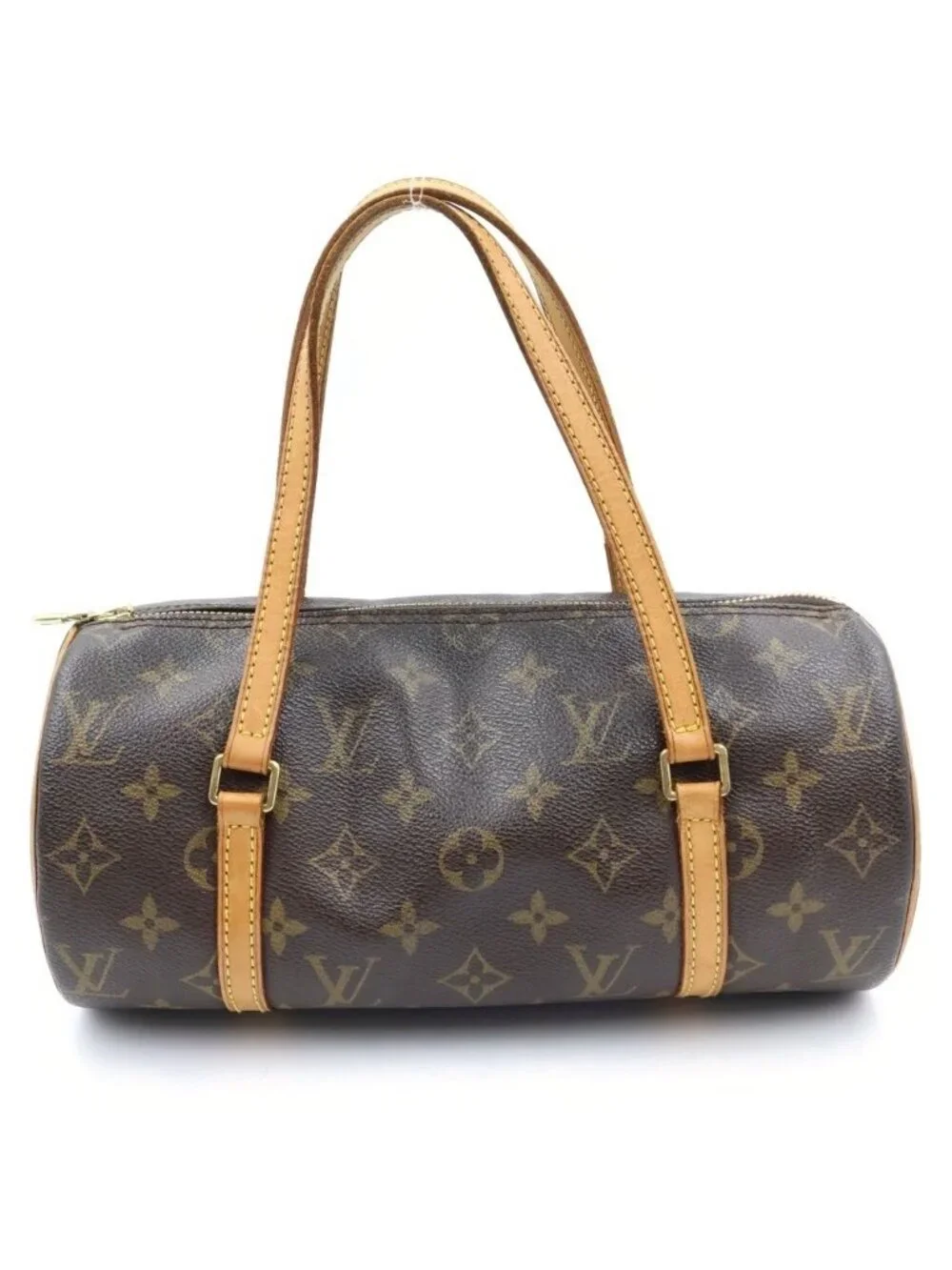 Louis Vuitton Monogram Handbag Brown Leather Gold